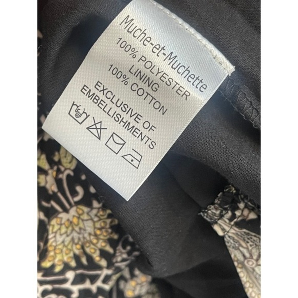 Muche et Muchette Black Gold Floral Smocked High-Low Tiered Ruffle Maxi Dress - Picture 8 of 10